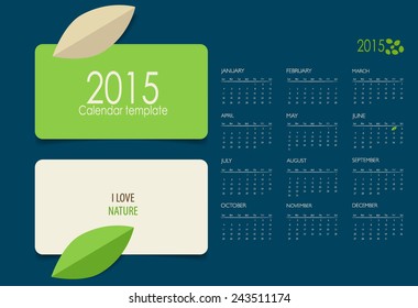 2015 calendar. Vector illustration.