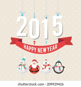 2015 - Calligraphic New Year Greeting Design Layout. Vector illustration