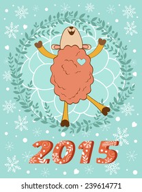 2015 card with cutehappy sheep