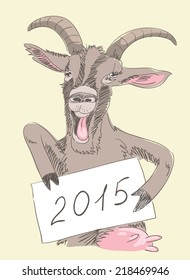 2015 Chinese New Year of the Goat, Isolated on white background, vector illustration