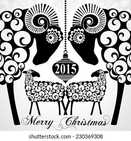2015 Chinese New Year the Goats   Sheep  Vector file organized in layers for easy editing  