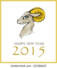 2015 Chinese New Year of the Ram, Sheep or Goat on White Card