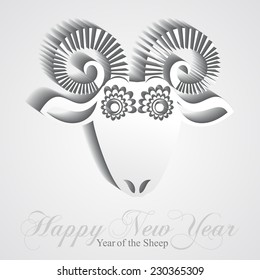 2015 Chinese New Year of the Sheep.  Sheep paper with shadow. Vector file organized in layers for easy editing. 