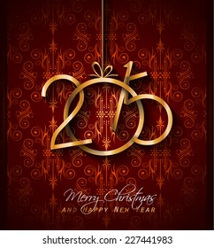 2015 Christmas Greeting Card for happy Holidays and new year flyers.