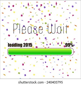 2015 creative loading. confetti background. percentage. Vector illustration.