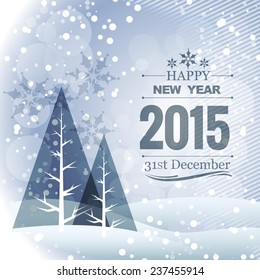 2015 design with christmas tree and circles snow falling illustration