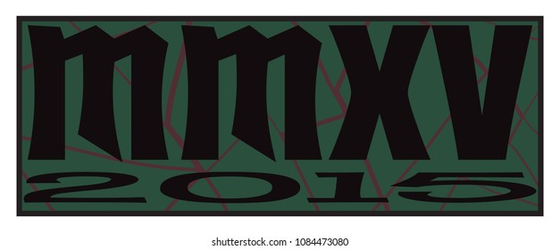 A 2015 design in Roman numerals isolated on a white background