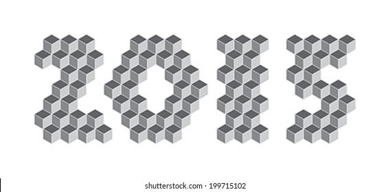 2015 digits from isometric cubes for calendars. Pseudo three dimensional. Vector illustration