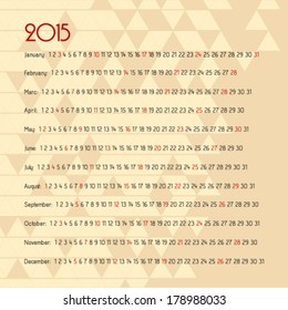 2015 european year calendar 