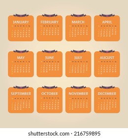 2015 Full Calendar Template - Promotion Poster Vector Design
