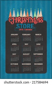 2015 Full Calendar Template - Promotion Poster Vector Design 