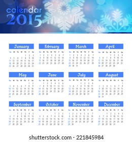 2015 Full Calendar Template - Promotion Poster Vector Design 