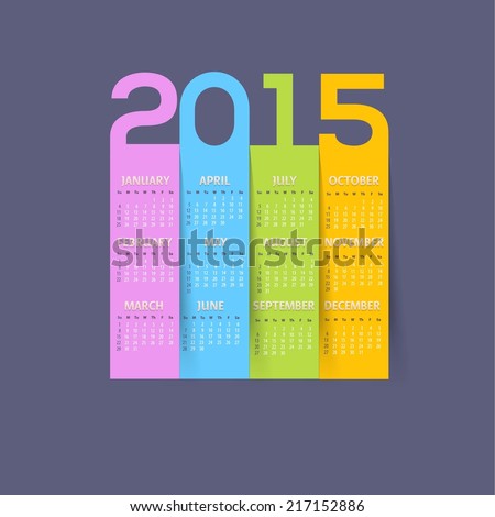 2015 Full Calendar Template - Promotion Poster Vector Design
