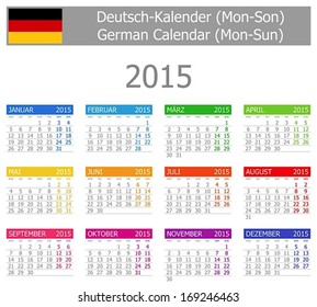 2015 German Type-1 Calendar Mon-Sun on white background