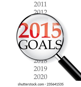 2015 goals sign under magnifier