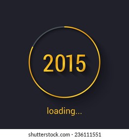 2015 Gold progress loading bar. Vector illustration.