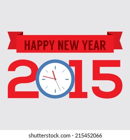 2015 Greeting Card Flat Design Vector Illustration