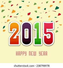 2015 Happy New Year abstract design with confetti background 