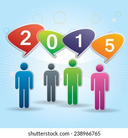 2015 Happy New Year. Background speech bubble communication