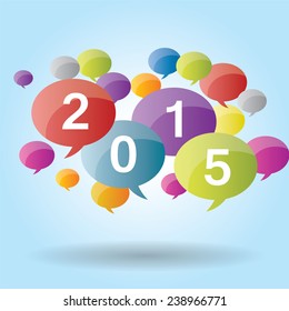 2015 Happy New Year. Background speech bubble communication