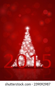 2015 Happy New Year background with Christmas tree. Vector illustration.