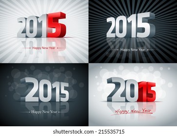 2015 Happy New Year card set. Elements are layered separately. Easy editable. 