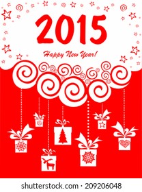 2015 Happy New Year greeting card. Vector Illustration 