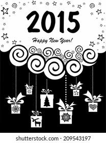 2015 Happy New Year greeting card. Vector Illustration