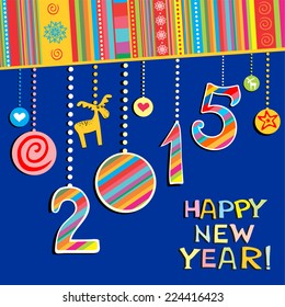 2015 Happy New Year greeting card or background. Vector illustration 