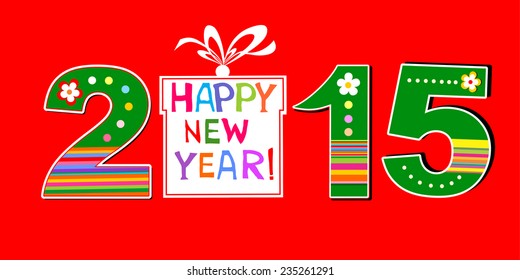 2015 Happy New Year greeting card. Vector illustration 