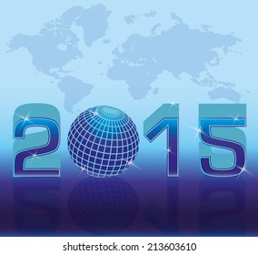 2015 Happy new year map, vector illustration
