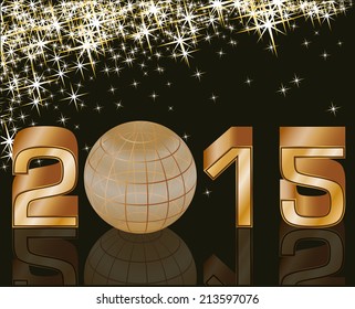 2015 Happy new year postcard , vector illustration 