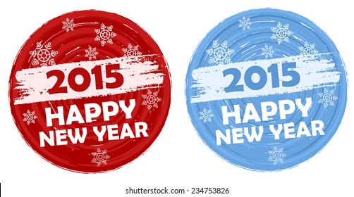 2015 happy new year - text in drawn circle label