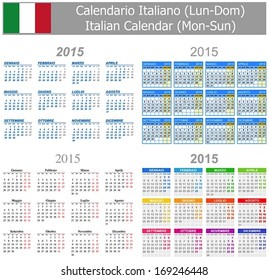 2015 Italian Mix Calendar Mon-Sun on white background