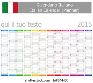 2015 Italian Planner Calendar with Vertical Months on white background