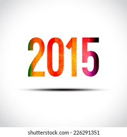 2015 label isolated on white background. Watercolor painting. Stamp. 2015 Greeting Card design. Vector illustration.