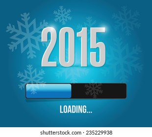 2015 loading year bar illustration design over a blue snowflakes background