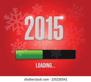 2015 loading year bar illustration design over a red background
