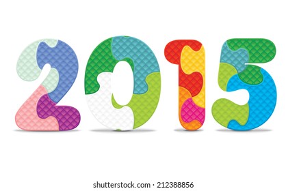 2015 made from alphabet puzzle - vector illustration