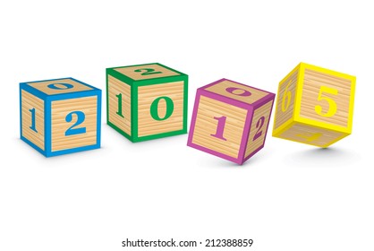 2015 made from toy blocks - vector illustration