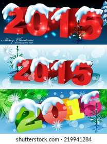 2015 Merry Christmas and happy new year celebration background for your posters. Winter snow landscape