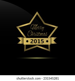 2015 Merry Christmas vector illustration background. Abstract golden star