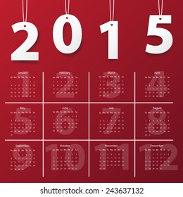 2015 Modern calendar template .Vector/illustration. 
