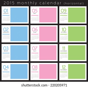 2015 monthly calendar horizontal