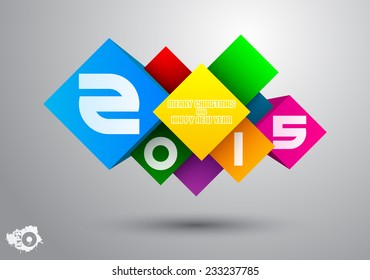 2015 Multicolored cubes on a gray background