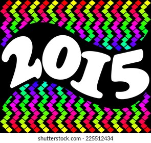 2015 new year abstract background with rainbow mosaic stripes on the black area