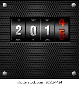 2015 New Year Analog Counter on metal plate detailed vector