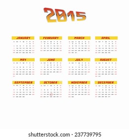 2015 New Year Calendar in futuristic style on white
