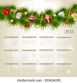 2015 New Year Calendar Vector Illustration 
