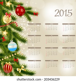 2015 New Year Calendar Vector Illustration 